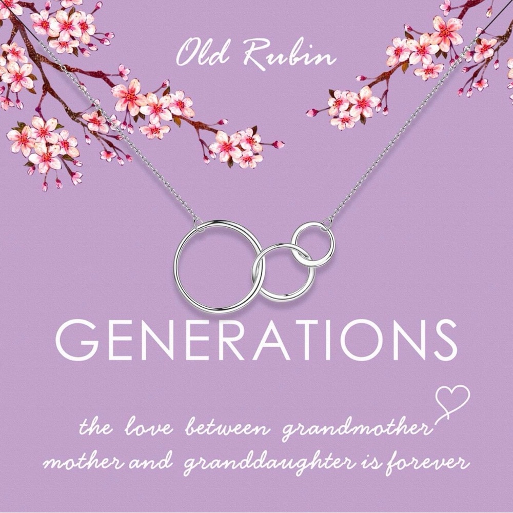 OR Old Rubin 3 Generations Interlocking Circles 925 Sterling Silver Necklace